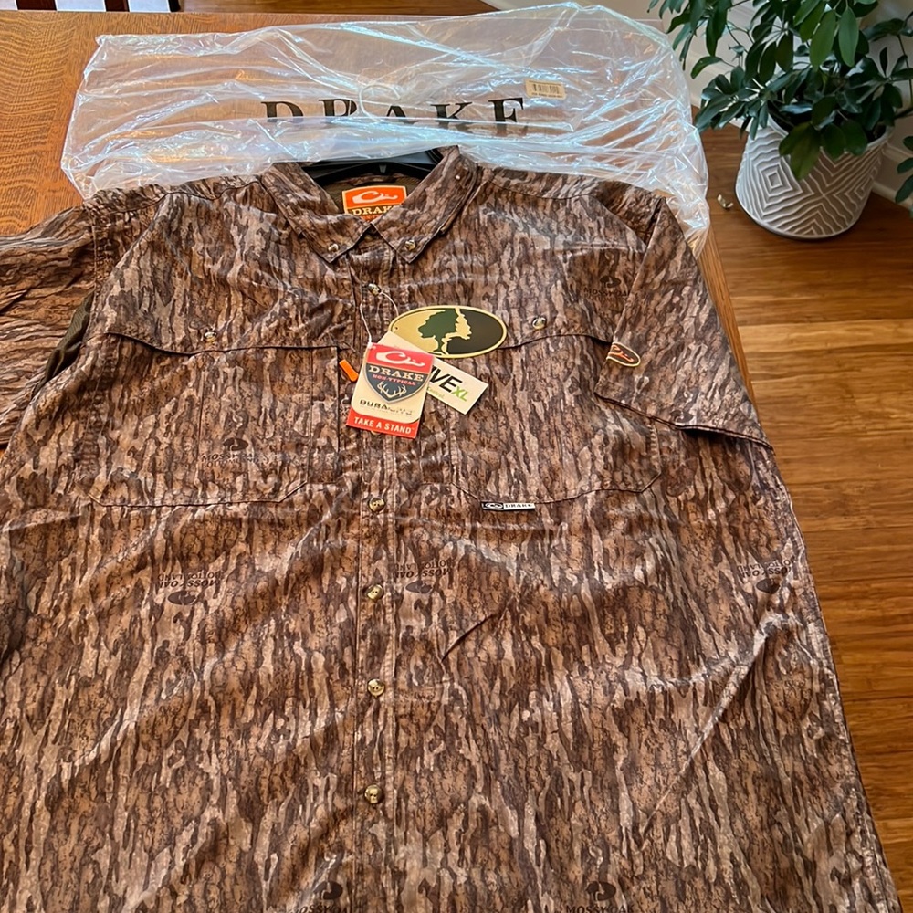 Drake Brown Camouflage Casual Button Down Shirt